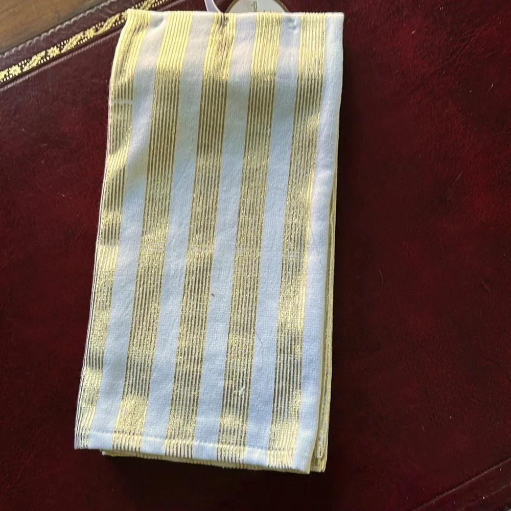 Preppy Gold Stripe Hand Towel Gold Metallic Stripes